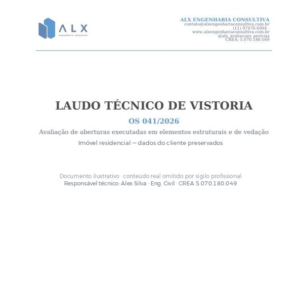 Capa de laudo técnico da ALX Engenharia Consultiva